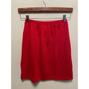 Vintage Women Mini Skirt Medium Red Elastic Waist Pull On Neutral Minimalist 90s